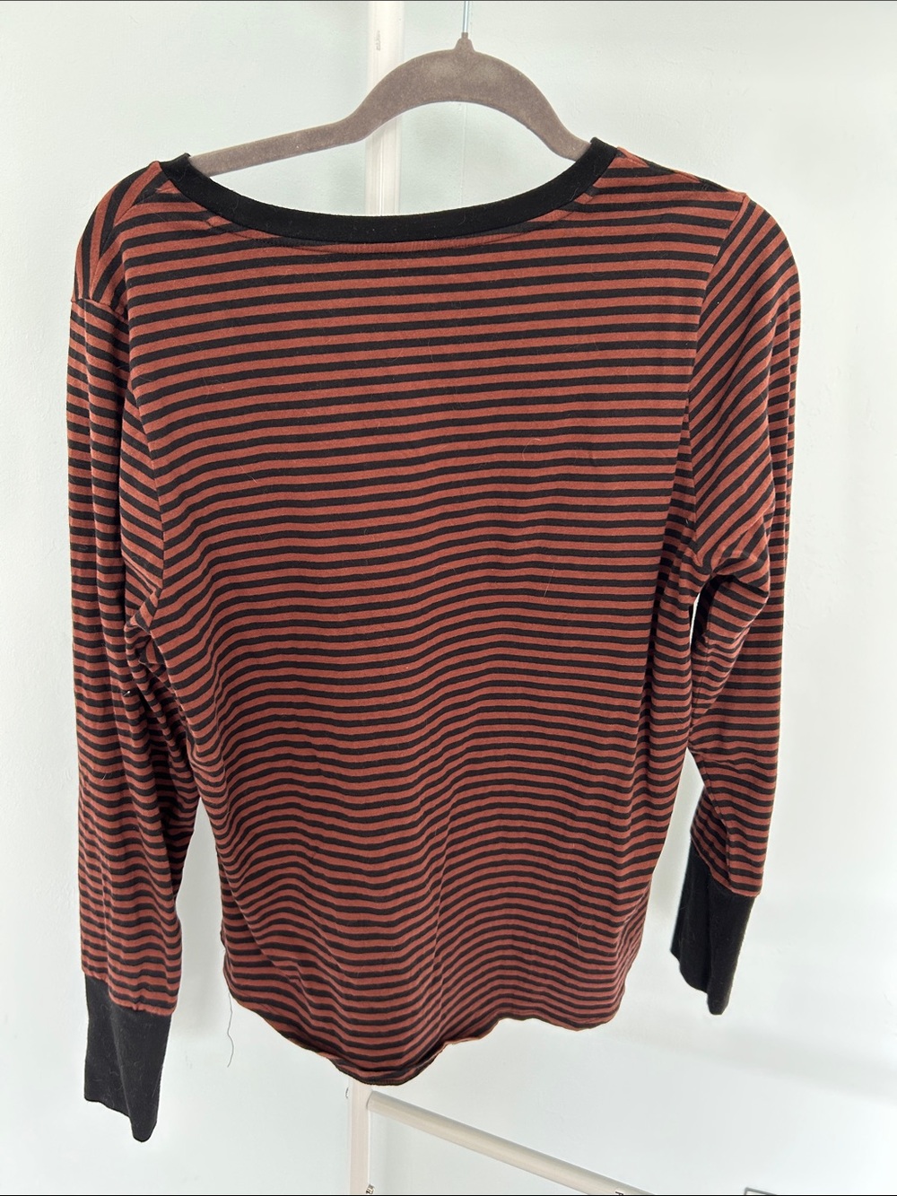 Universal Standard Rust and Black Striped Long Sleeve Tee - Picture 2 of 5